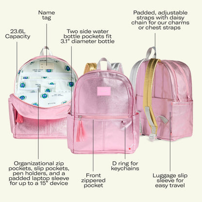 State Bags Kane Double Pocket Backpack Metallic 3D Stars